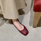 Women's Modern Square-Toe Ballet Flats with Fine Texture