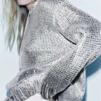 Women's Glitter Knit Hoodie with Kangaroo Pocket