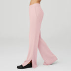 Women's Loose Lounge Pants with Elastic Waistband and Side Slits