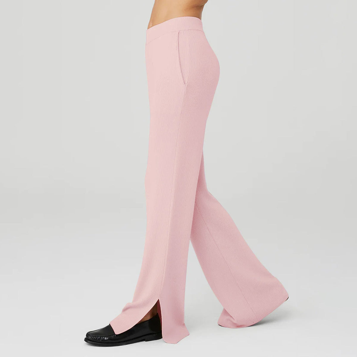 Women's Loose Lounge Pants with Elastic Waistband and Side Slits
