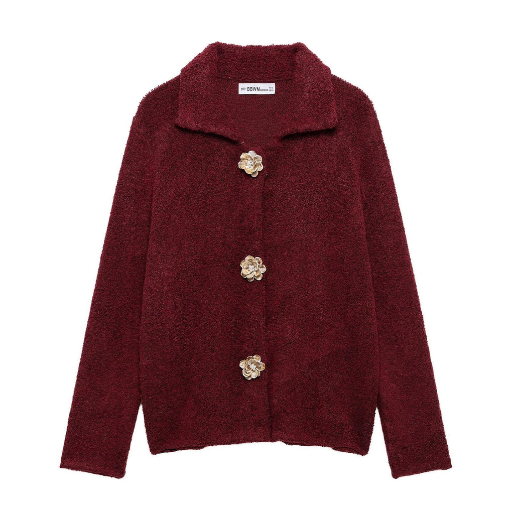 Women's Elegant Cardigan with Decorative Button Details