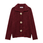 Women's Elegant Cardigan with Decorative Button Details