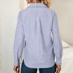 Women's Striped Blouse with Button Detail