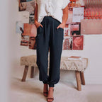 Women's Comfortable Casual Pants with Elastic Waistband and Pockets