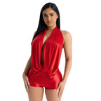 Women's V-Neck Jumpsuit with Tie Detail