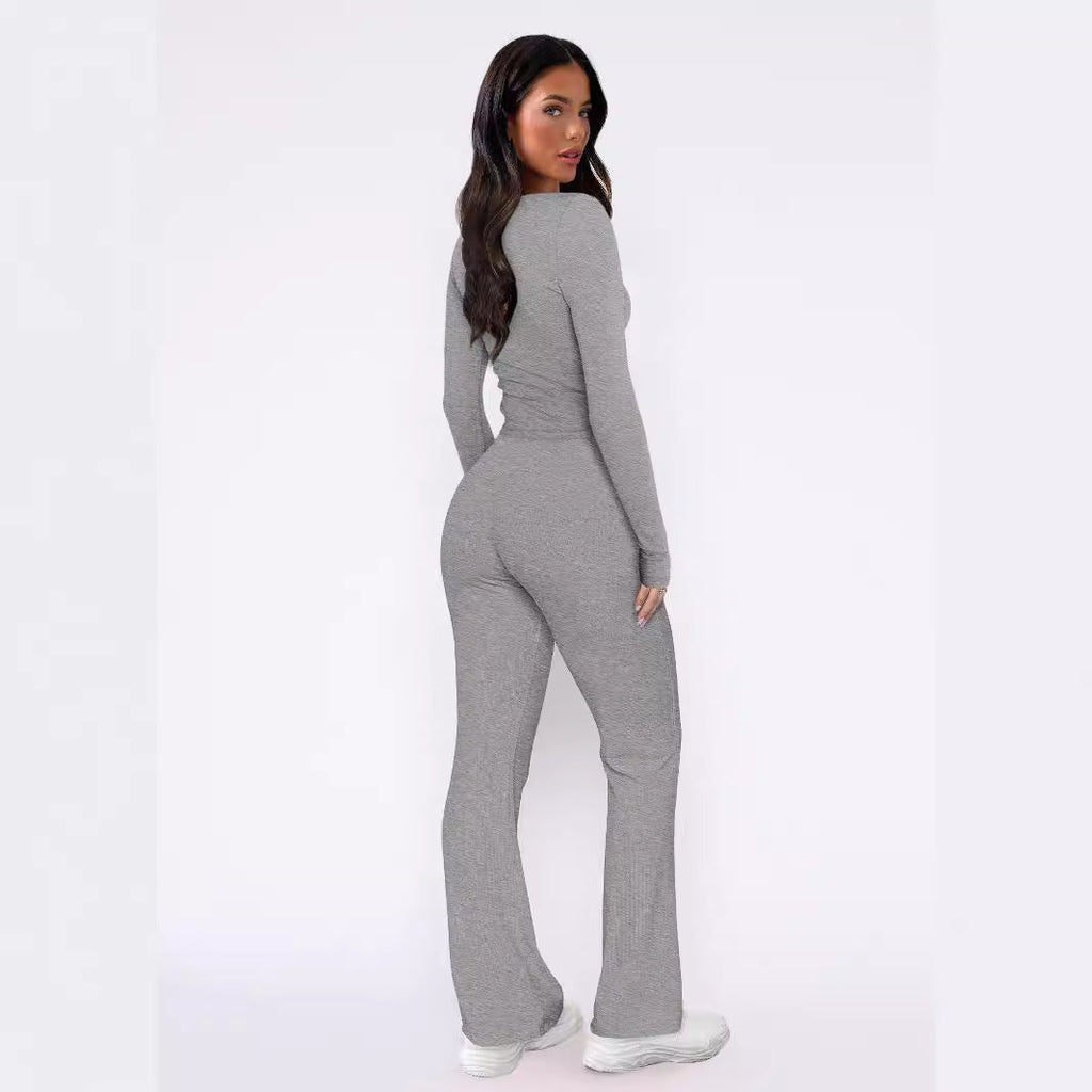Women's Comfortable Button-Down Top and Loose Pants Set