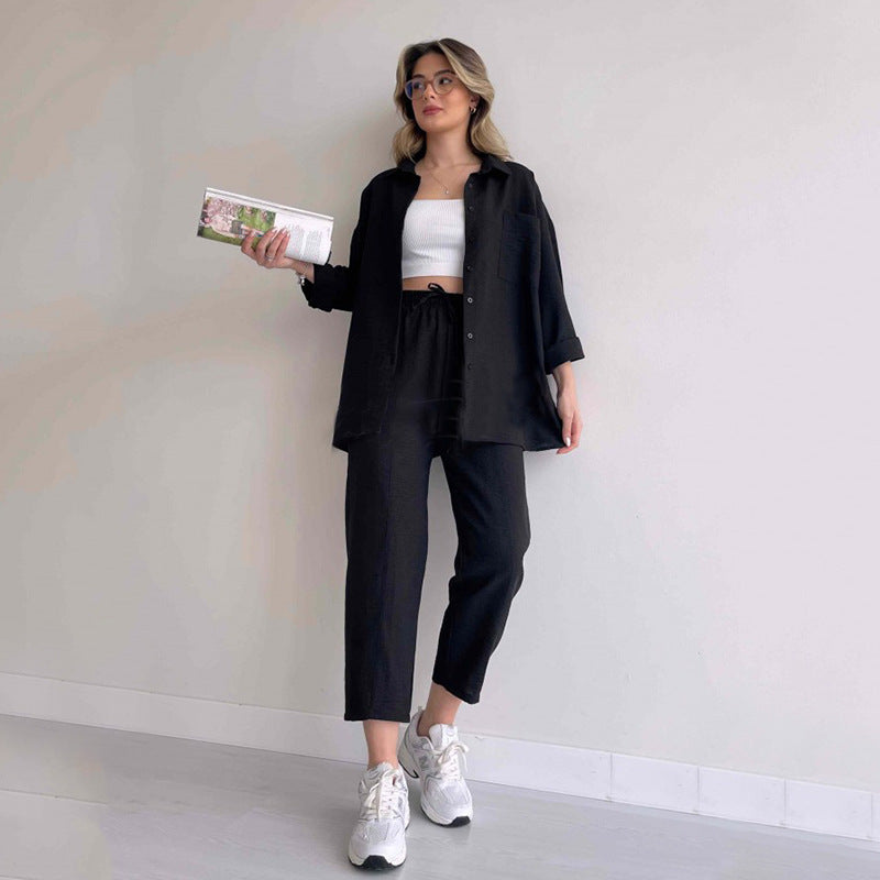 Two-Piece Set with Oversized Shirt and Comfortable Pants