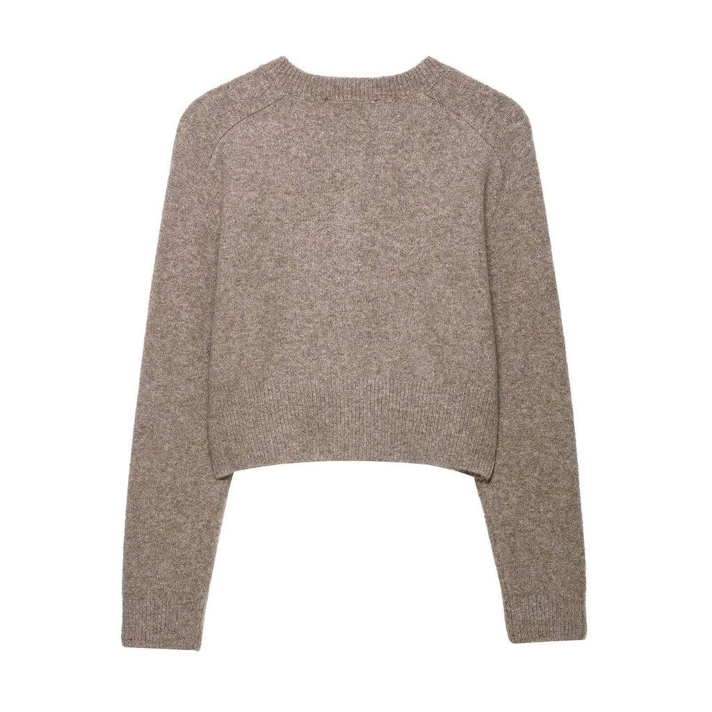 Women's Cropped Knit Cardigan with Button Closure