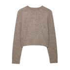 Women's Cropped Knit Cardigan with Button Closure