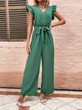 Elegant Jumpsuit with Waist Belt and Ruffle Details