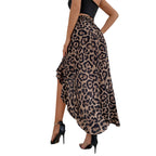 Asymmetrical Maxi Skirt with Leopard Print and Ruffle Details