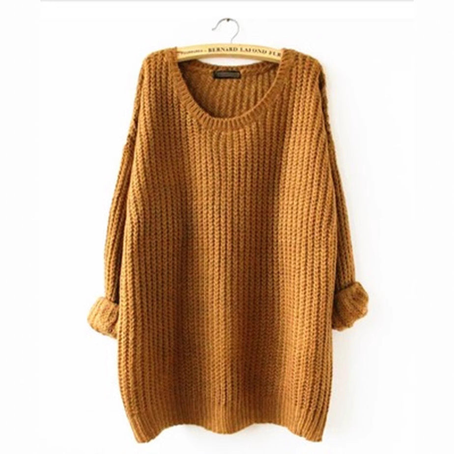 Women's Chunky Knit Sweater with Wide Sleeves