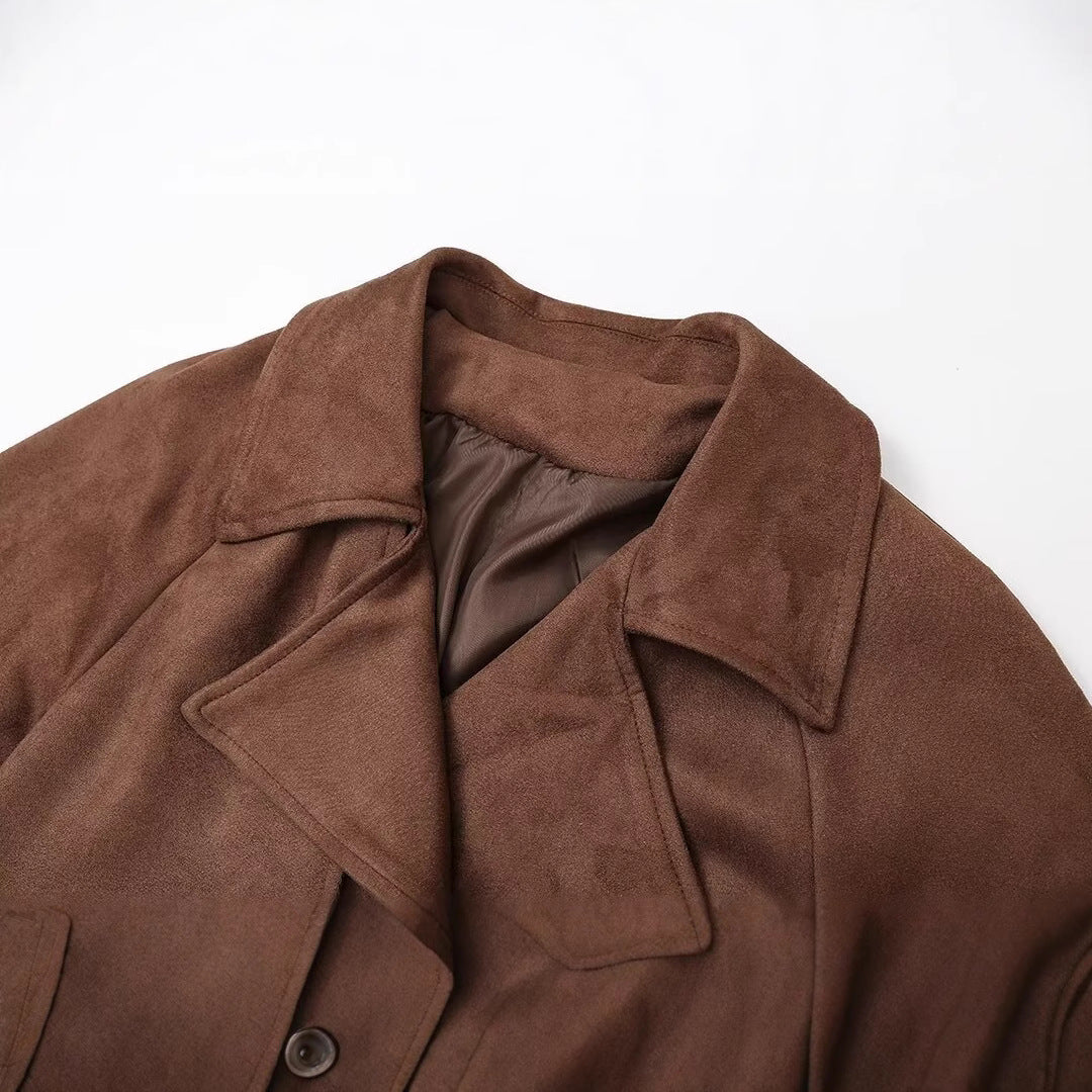 Elegant Suede Trench Coat