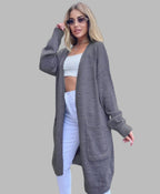 Women's Chunky Knit Cardigan with Spacious Pockets and Open Front