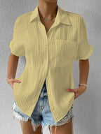 Women's Short-Sleeve Shirt with Textured Fabric