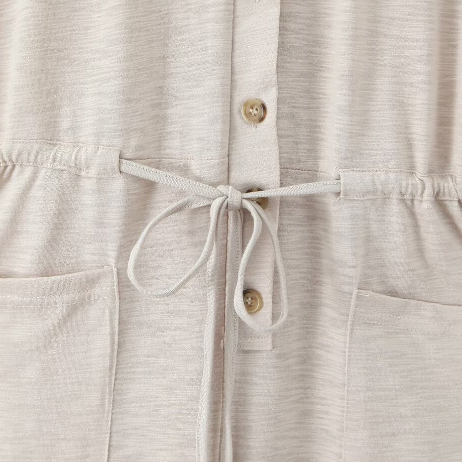 Women's Jumpsuit with Waist Drawstring and Practical Pockets