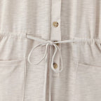 Women's Jumpsuit with Waist Drawstring and Practical Pockets