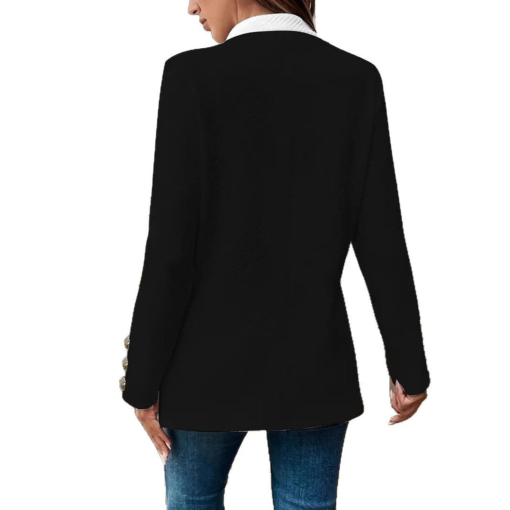 Women's Elegant Chic Blazer Jacket with Contrast Details