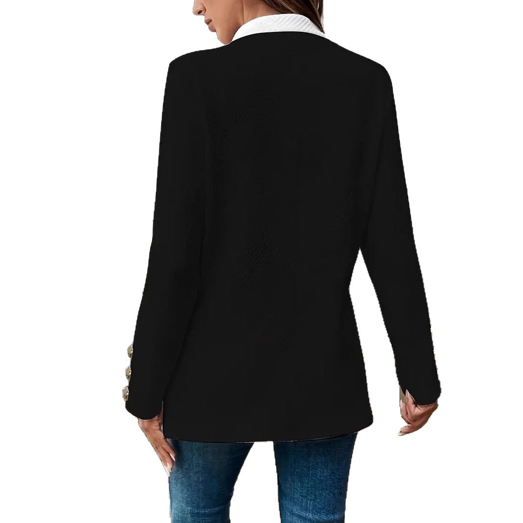 Women's Elegant Chic Blazer Jacket with Contrast Details