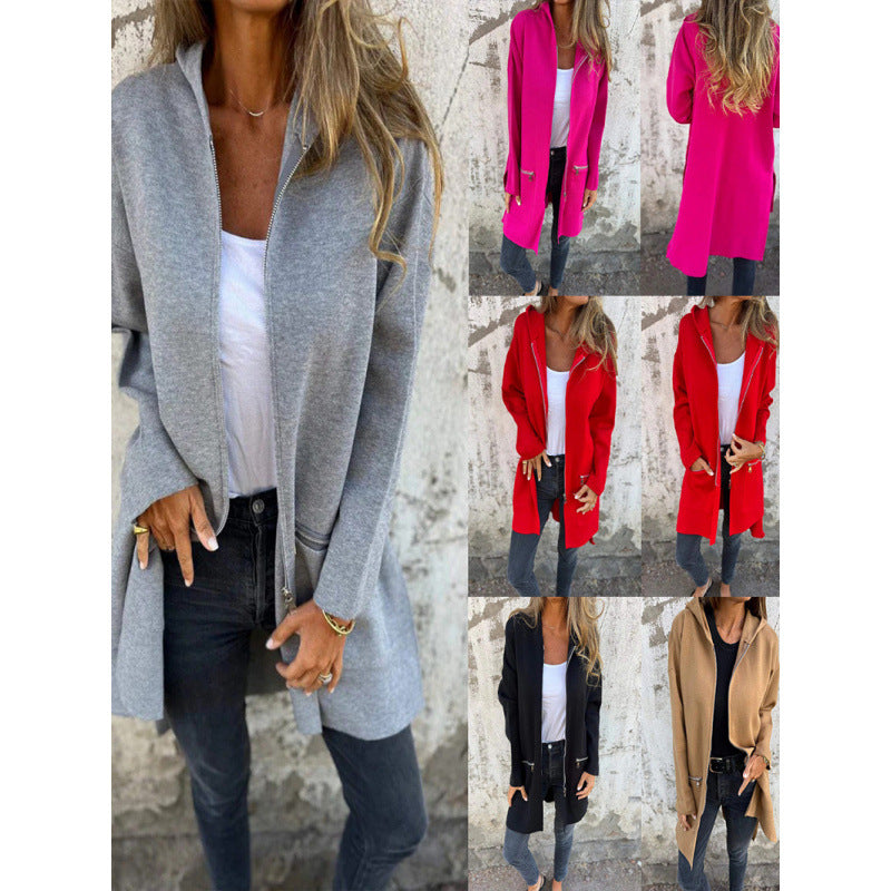 Elegant Women's Jacket with Zipper and Pockets