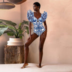 Women's Swimsuit Set with Ruffles and Wrap Skirt