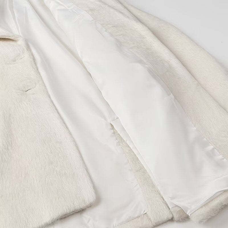 Women's Elegant Faux Fur Blazer with Pockets