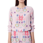 Women's Leisure Suit with Modern Graphic Pattern and Elastic Waist