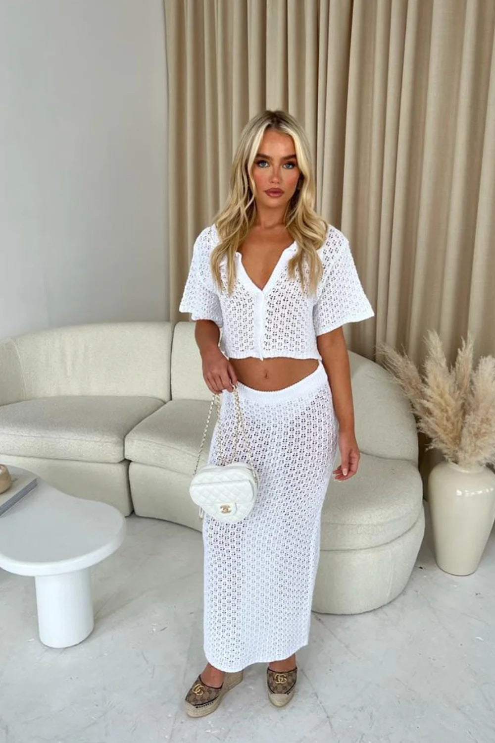 Women's Casual Knit Set with Cropped Jacket and Wrap Skirt