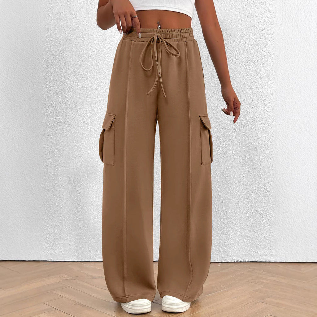 Women's Wide-Leg Cargo Pants with Elastic Waist