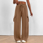 Women's Wide-Leg Cargo Pants with Elastic Waist