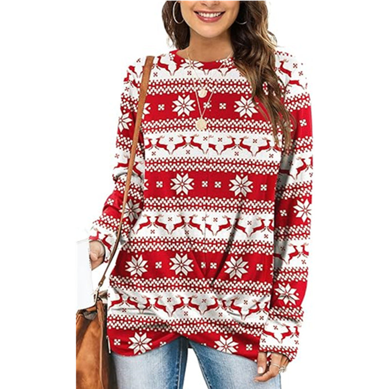 Women's Patterned Winter Sweater with Crew Neck