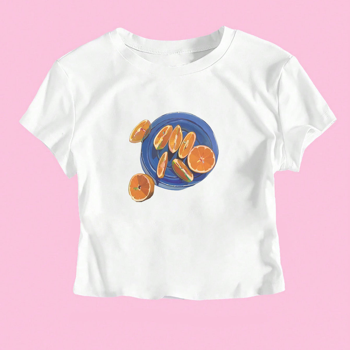 Women's Crop T-Shirt with Fruity Design and Casual Cut