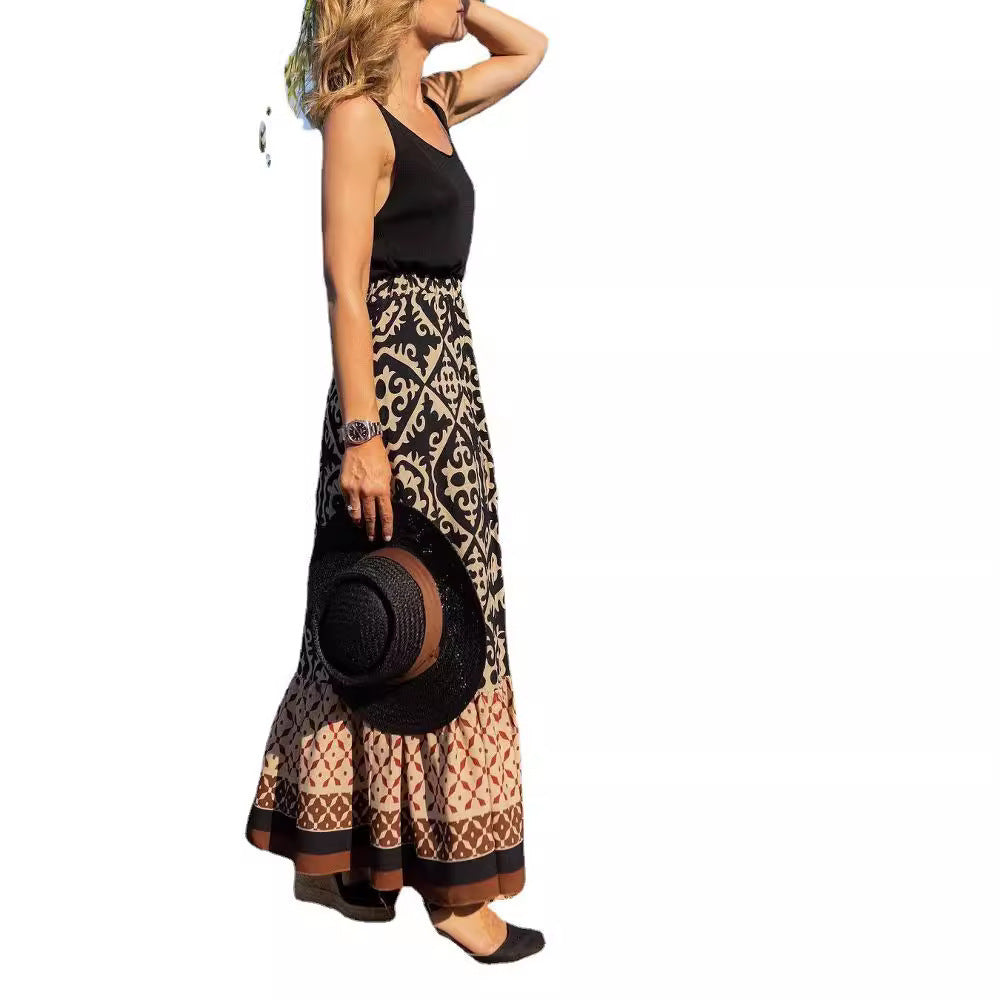 Women's Floral Maxi Skirt with Voluminous Hem