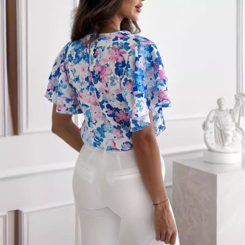 Women's Blouse with Voluminous Ruffle Sleeves