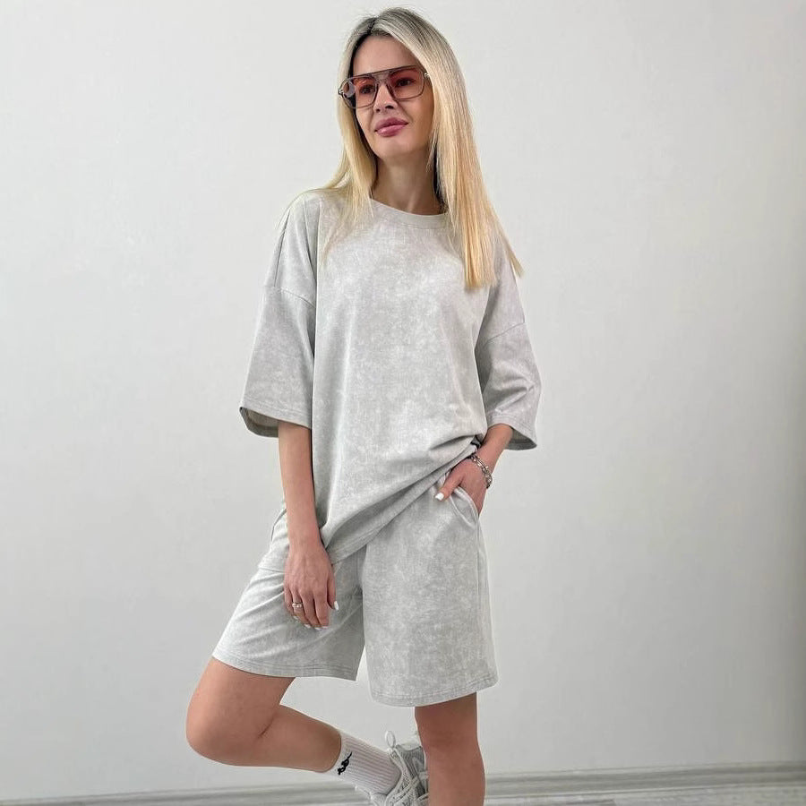 Women's Elegant Casual Set with Loose T-Shirt and Shorts
