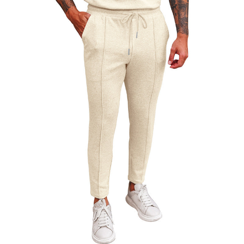 Women's Elastic Casual Pants with Waffle Texture