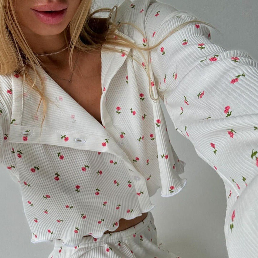 Women's Cozy Lounge Set with Floral Design