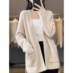 Women's Comfortable Cardigan with Waist Belt and Pockets
