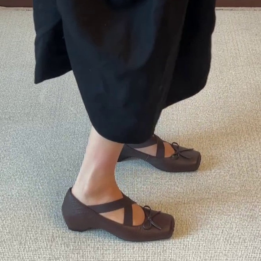 Women's Ballet Flats with Elegant Crisscross Strap and Comfortable Insole