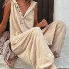 Casual Women's Jumpsuit with Button Closure and Side Pockets