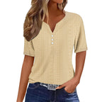 Women's Comfortable Short-Sleeve Shirt with Button Details