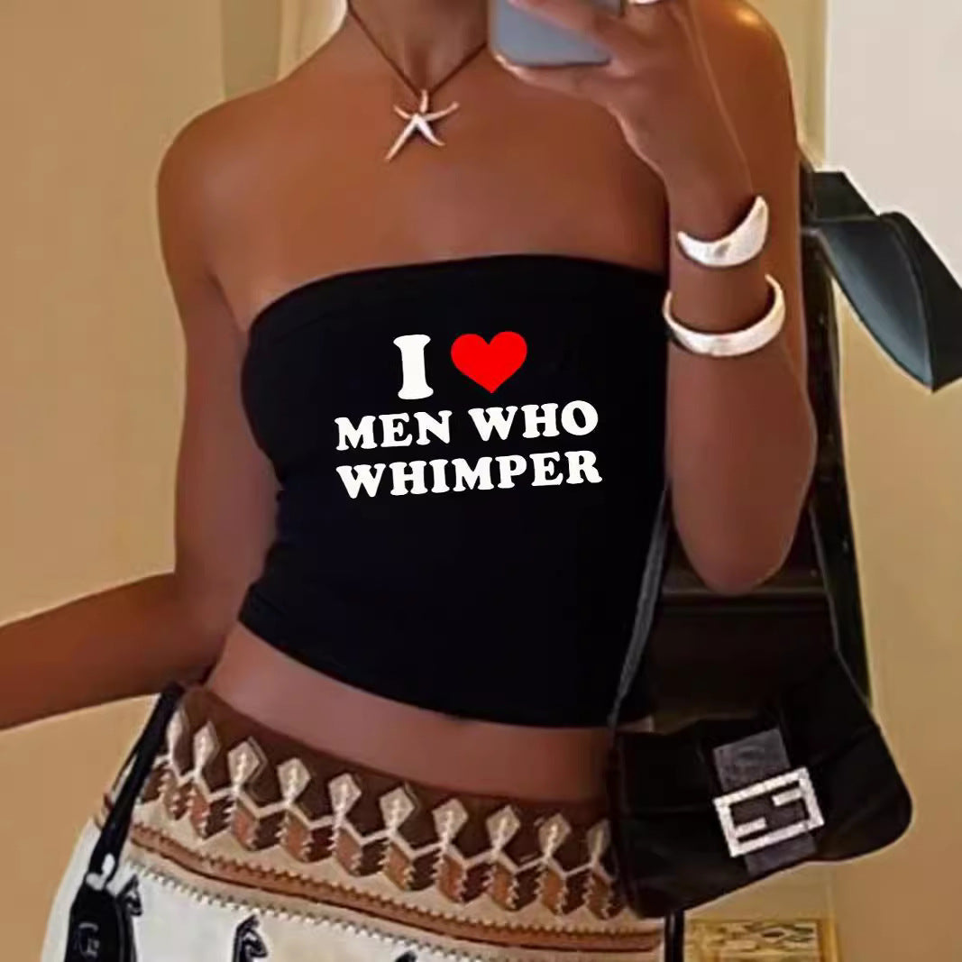 Women's Bandeau Top with Bold Statement Print