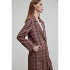 Women's Elegant Plaid Coat with Double-Breasted Button Closure and Casual Fit