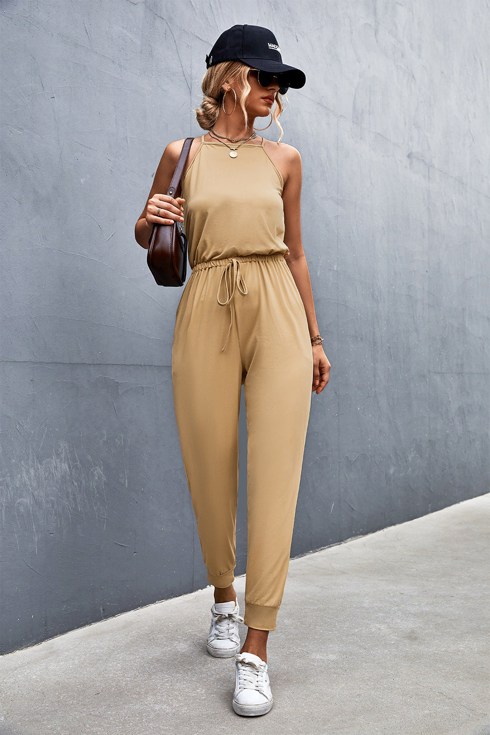 Women's Jumpsuit with Adjustable Waist Tie and Airy Fit