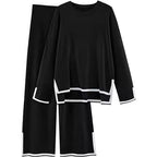 Women's Lounge Set with Wide Cut and Contrast Cuffs