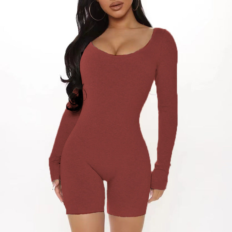 Women's Long Sleeve Ribbed Jumpsuit