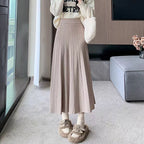 Women's Elegant Pleated Maxi Skirt with High Waist and Fine Texture