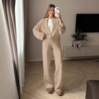 Women's Comfortable Knit Ensemble with Wide Cut