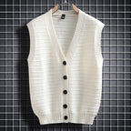 Sleeveless Knit Cardigan with Button Details