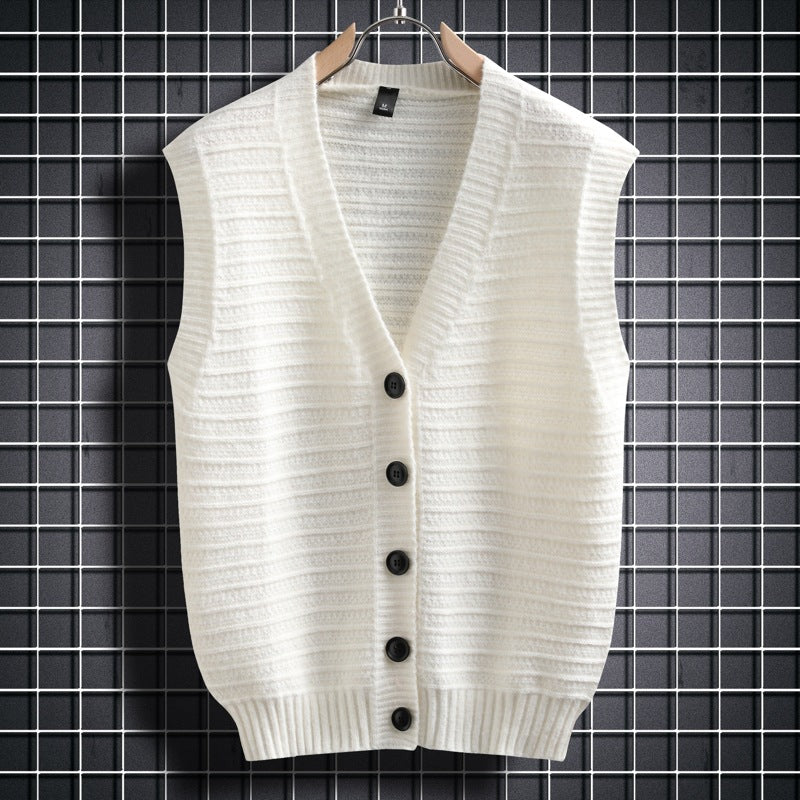 Sleeveless Knit Cardigan with Button Details